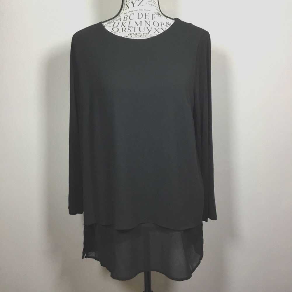 Michael Kors black floaty top long sleeve two layer closet staple witchcore M